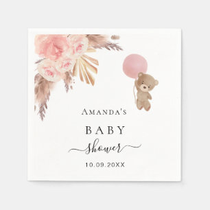 Baby Shower pampas grass rose gold teddy Napkin