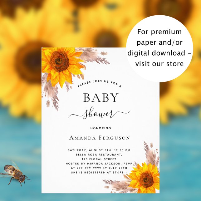 Baby shower pampas grass sunflowers blush budget flyer (Creator Uploaded)