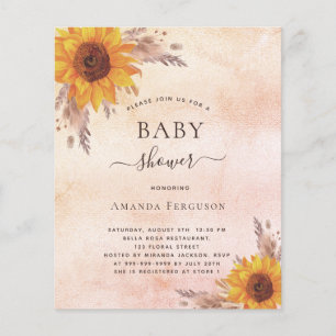 Baby shower pampas grass sunflowers blush budget flyer
