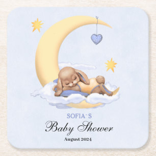Baby shower paper coaster a cute bunny.