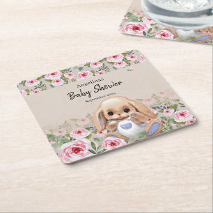 Baby Shower Paper Coaster with cute design.