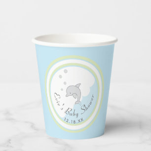 Baby Shower Paper Cups "Dolphin Blue" 8 oz.