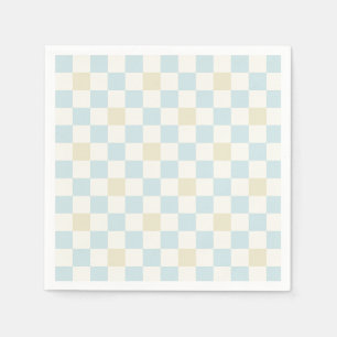Baby Shower Paper Napkin for a Boy   Blue Check