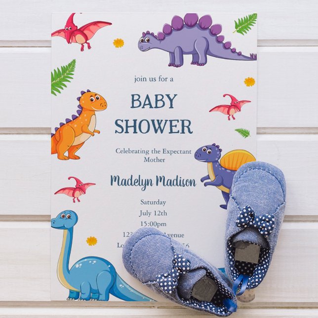Baby Shower Party, Blue Dinosaur Invitation (Creator Uploaded)