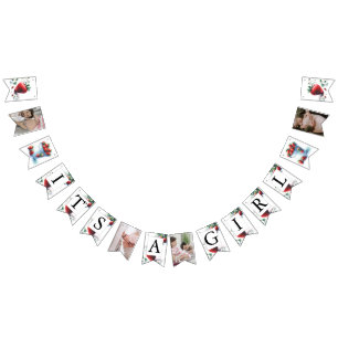 Baby Shower Party Decor Watercolor Strawberries Bunting