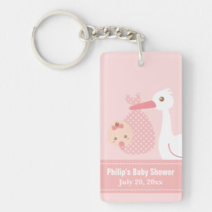 Baby Shower Party Favour - Stork Delivers Baby Gir Key Ring