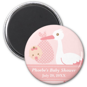Baby Shower Party Favour - Stork Delivers Baby Gir Magnet
