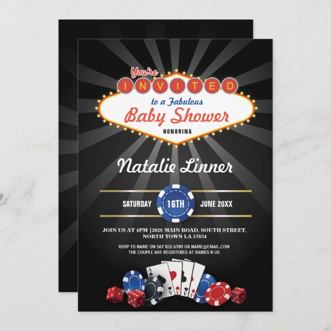 Baby Shower Party Las Vegas Casino Dice Invite (Front/Back)