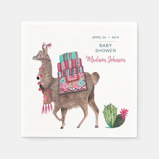 Baby shower Party | Llama | Paper Napkins (Front)