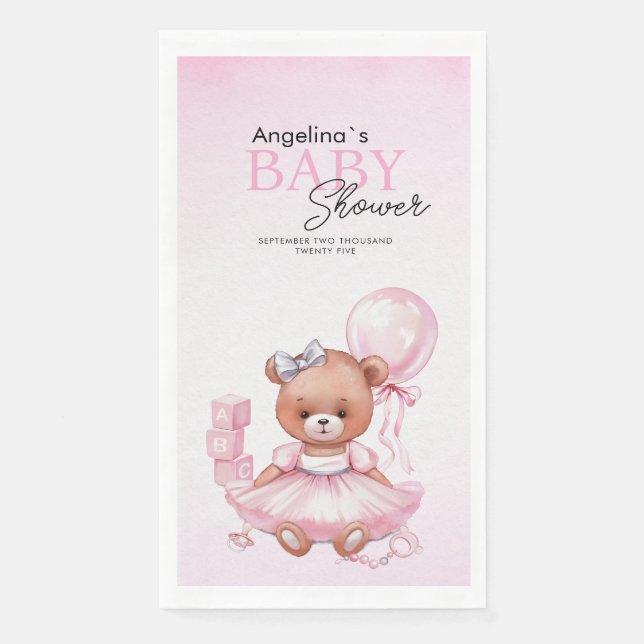 Baby shower  Party Napkins teddy bear. (Front)