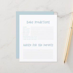 Baby shower party predictions game baby blue