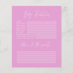 Baby shower party predictions game cerise pink