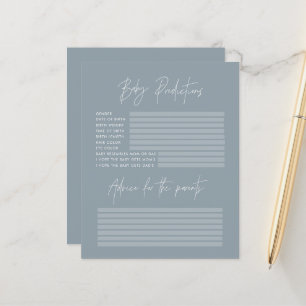 Baby shower party predictions game dusty blue