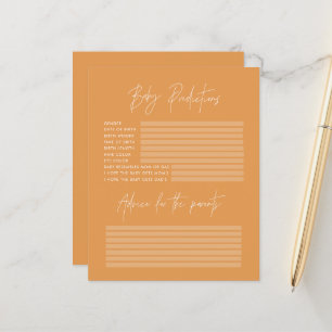 Baby shower party predictions game orange