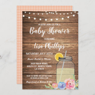 Baby Shower Party Summer Wood Mason Jar Invite