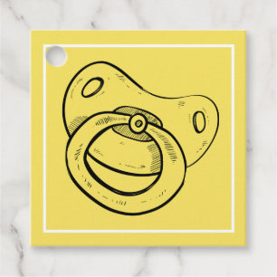 Baby Shower Party - Yellow Pacifier - Favour Tags