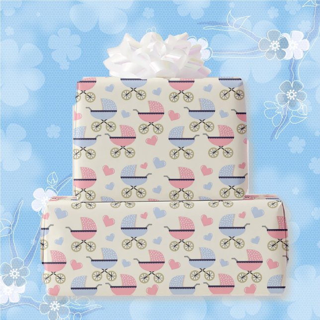Baby Shower Pastels in Pink & Blue Gift Wrapping Paper (30 inches wide)