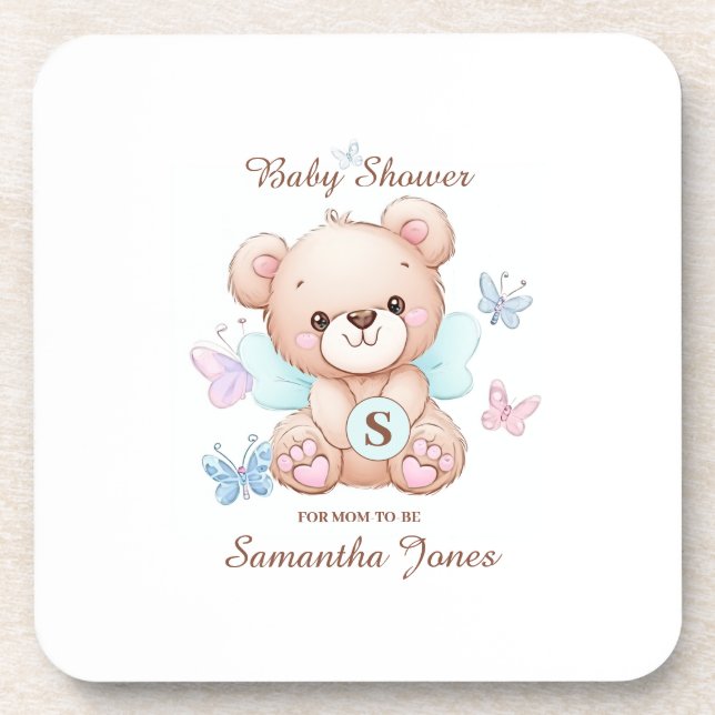 Baby Shower Personalised Hard Plastic Coaster (Front)