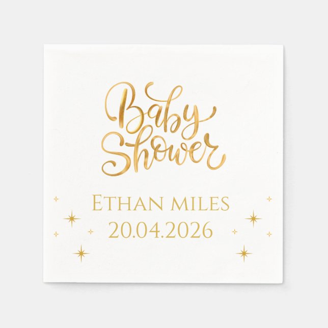 Baby Shower Personalized Name And Date Napkin (Front)