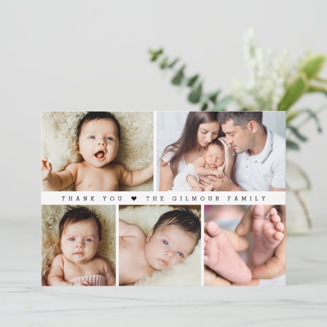 Baby Shower Photo Collage Simple Thank You Card (Standing Front)
