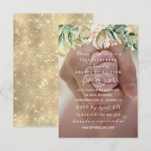 Baby Shower Photo Flowers Brunch Mint Green Invitation