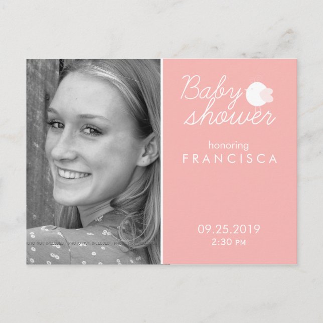 Baby Shower Photo Invitations with Bird Postcards (Front)