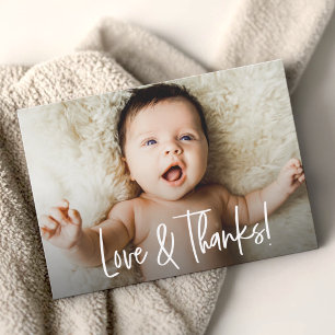 Baby shower photo Love and Thanks handlettering Thank You Card