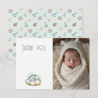 Baby Shower Photo Thank You Note Dinosaur Dino Card