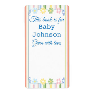 Baby Shower "Picnic Floral" Bookplate Sheet of 8