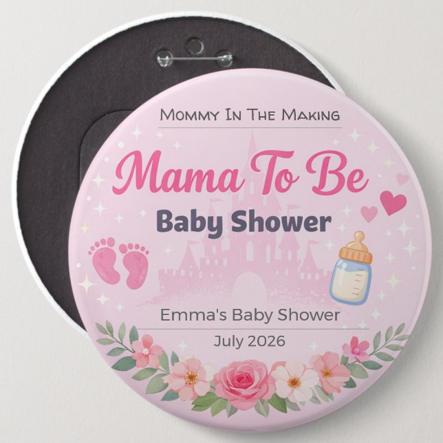 Baby Shower Pin | Mummy To Be | Party Favour (Front & Back)