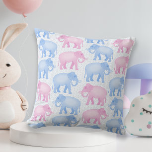 Baby Shower Pink and Blue Elephants Cushion