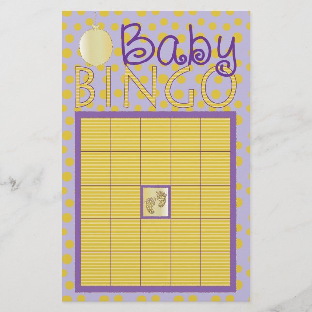 Baby Shower Pink BINGO "Dots,Stripes/Purple, Gold" Flyer (Front)