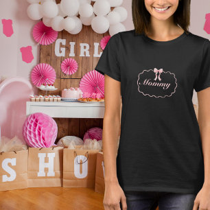 Baby Shower Pink Bow Girl Coquette Mummy Custom T-Shirt