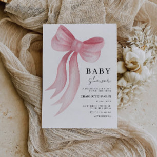 Baby Shower Pink Bow Invitation