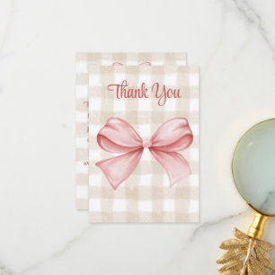 Baby Shower Pink Bow Themed Custom Thank You Card