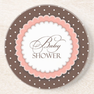 Baby Shower Pink Brown Coaster