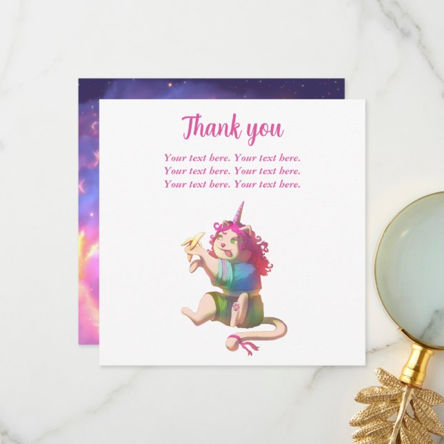 Baby shower Pink Cute Flat Thank You Card (Front/Back In Situ)