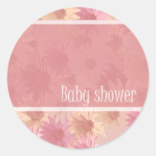 baby shower pink daisy stickers