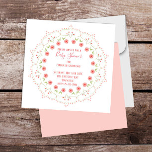 Baby Shower Pink Elegant Floral Whimsical Mandala