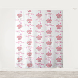 Baby Shower Pink Elephant   Step and Repeat Tapestry