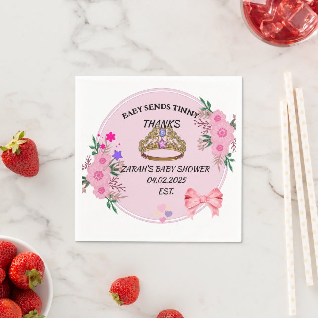 BABY SHOWER PINK FLORAL NAPKINS (Insitu)