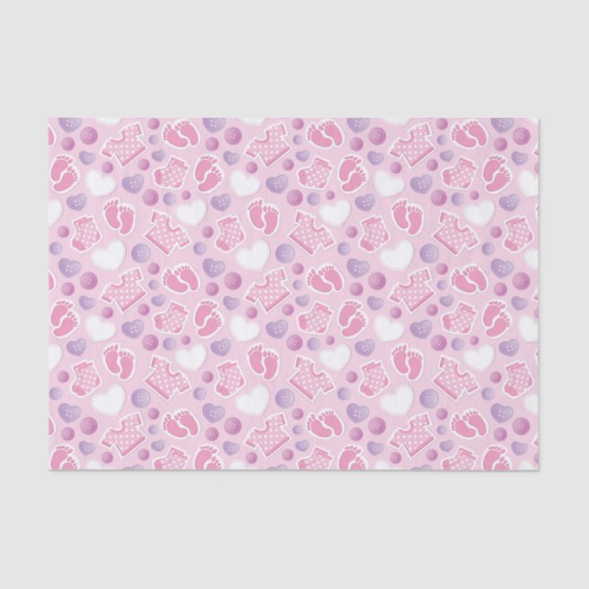 Baby Shower Pink Girl Tissue Paper (Front)