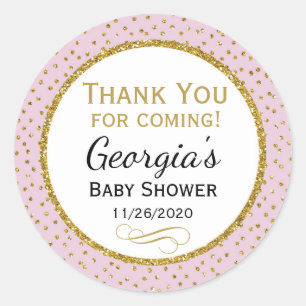 Baby Shower Pink Gold Thank You Favour Tags