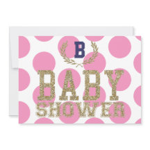 Baby Shower PINK Inspired Invitation Gold Glitter