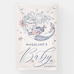 Baby Shower Pink Little Girl Mermaid Banner
