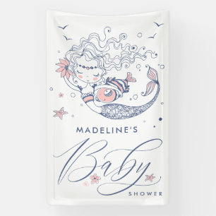 Baby Shower   Pink Little Girl Mermaid Banner