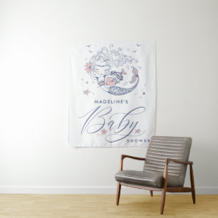 Baby Shower Pink Little Girl Mermaid Tapestry