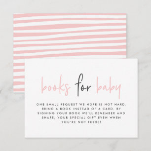 Baby shower pink modern books for baby enclosure card
