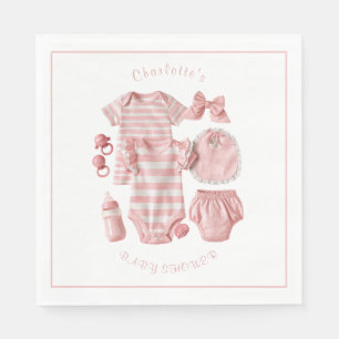 Baby Shower Pink One Piece T Shirt Bib Bottle Napkin