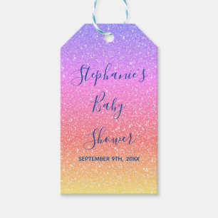 Baby Shower Pink Purple Glitter Custom Cute 2021 Gift Tags